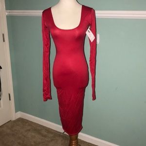 Sexy Ruby-Red Classic Fit Bodycon Dress